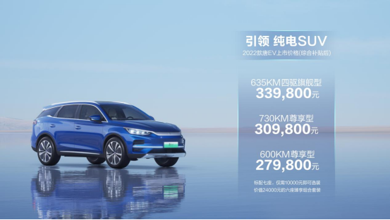 【上市主稿】纯电SUV引领者上市 2022款唐EV售价27.98万元起384